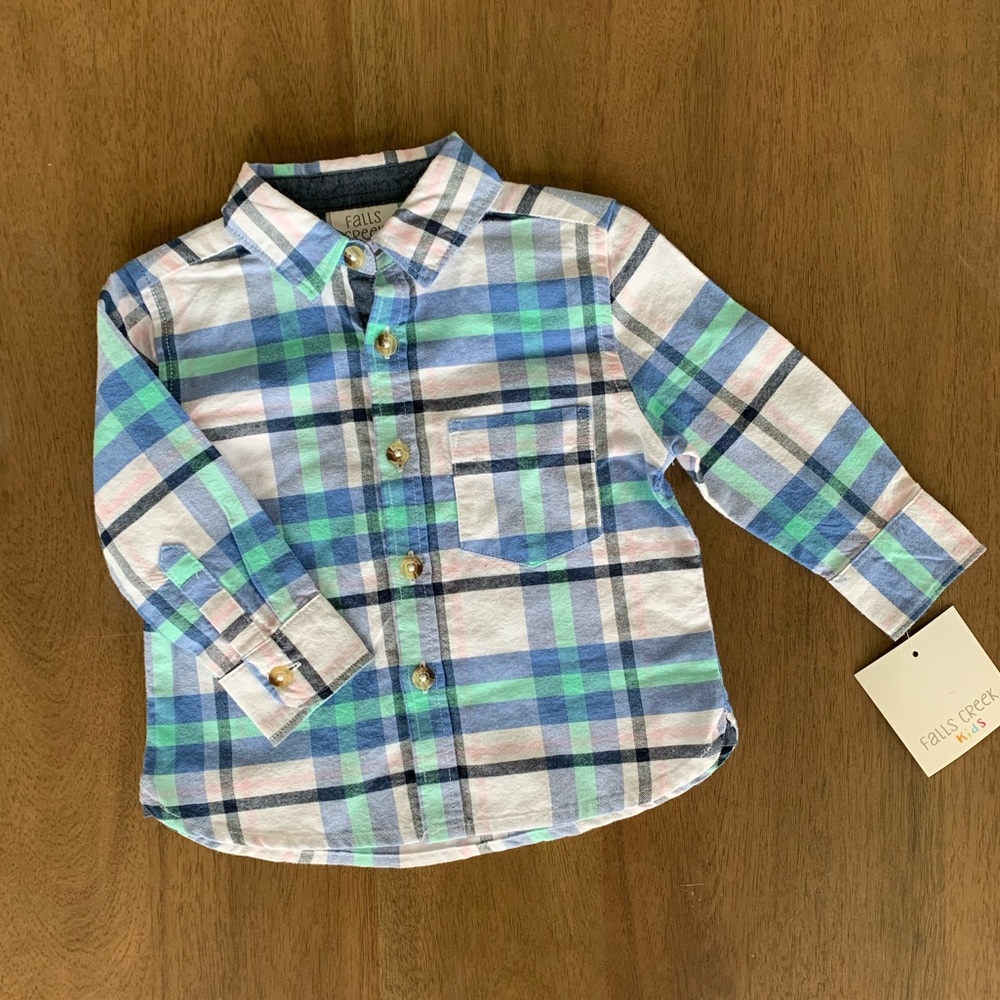 Falls Creek Toddler Boys Plaid Button Up